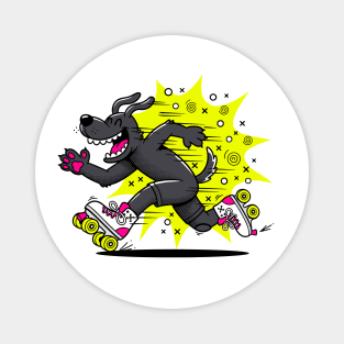 Speedy Grinning Dog Roller Skating Frenzy! Magnet
